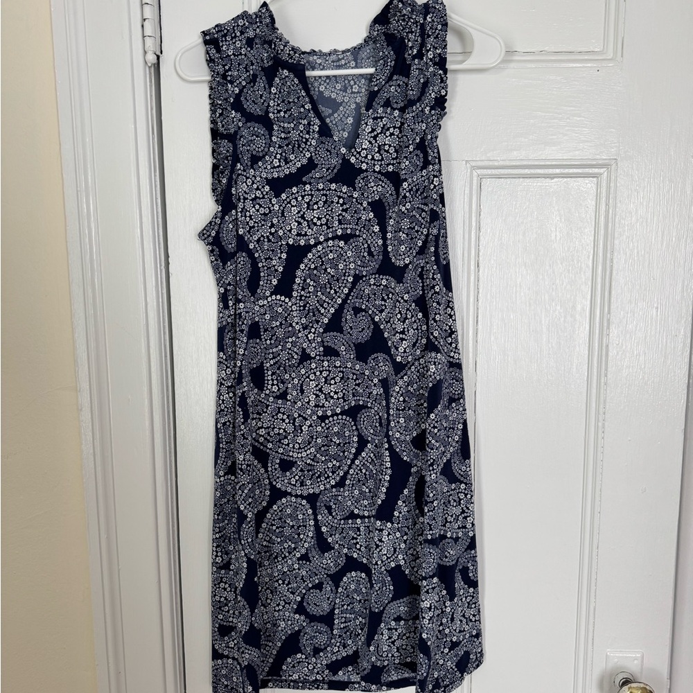 Elegant Navy Paisley Dress